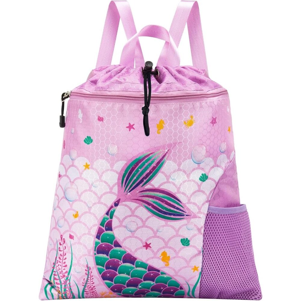 Gym Drawstring Backpack String Bag - 15” x 17” Sports Gym Bag for Kids Waterproo